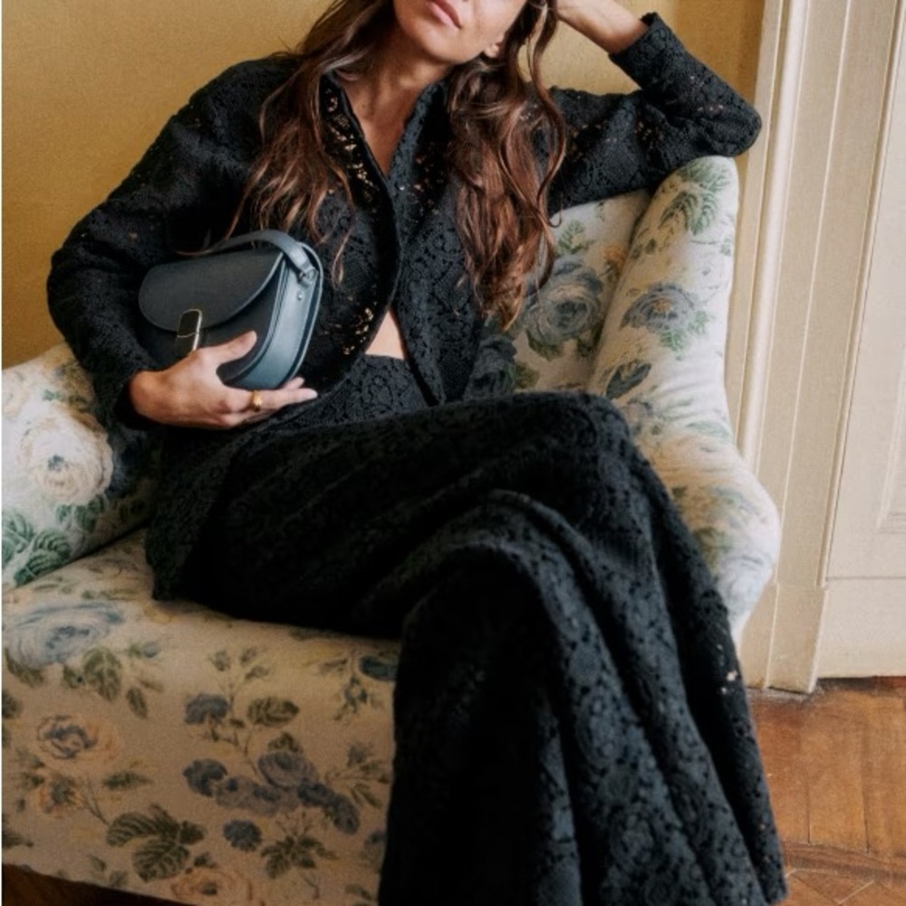 Sezane Black Lace Fausto Trouser